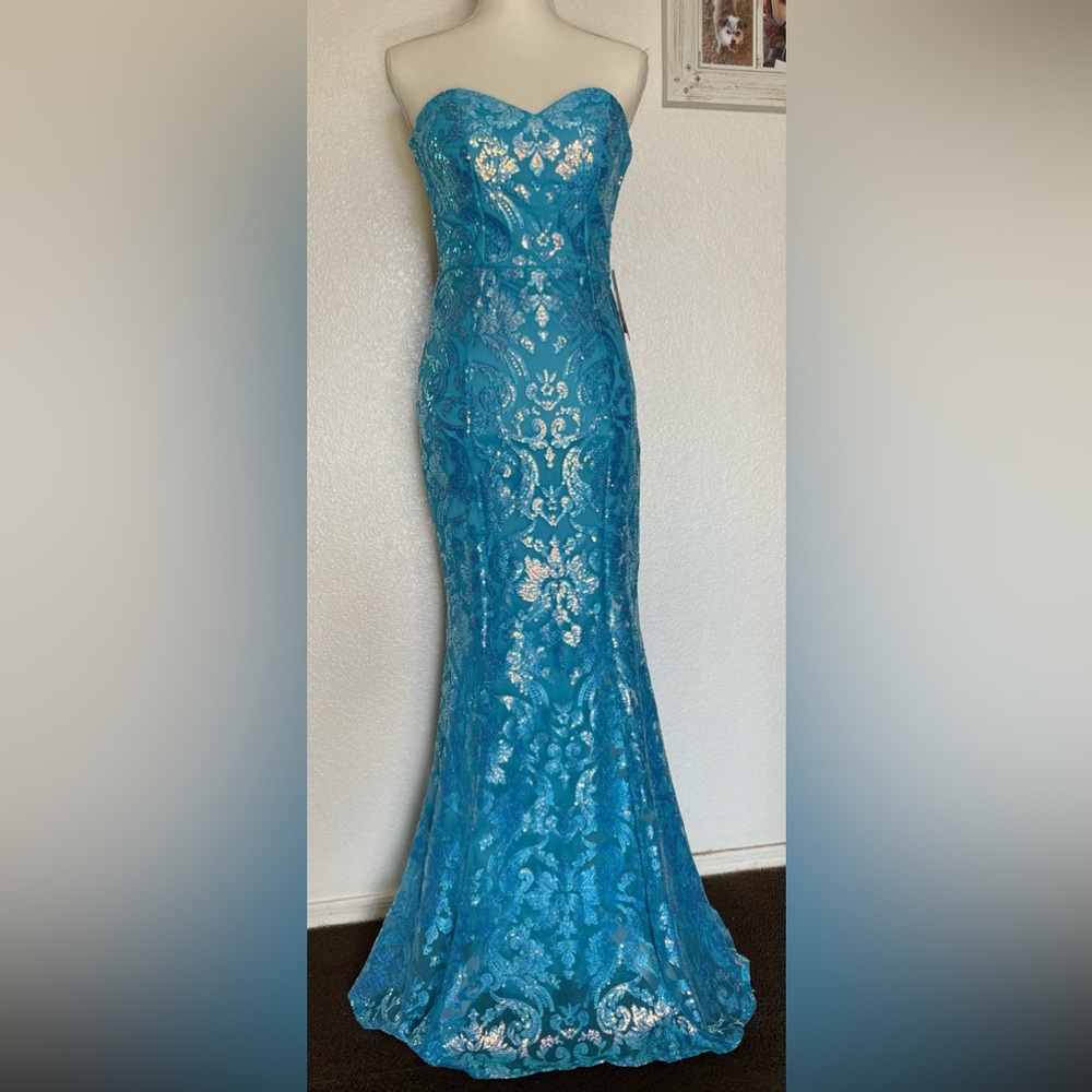 Pattern Sequin Sweetheart Neck Dress